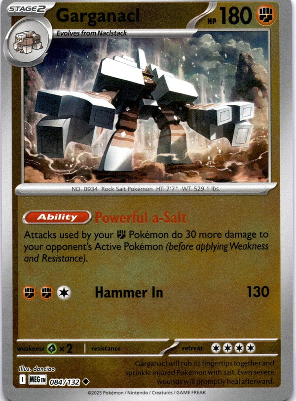 Pokemon Garganacl 084/132 Mega Evolution Reverse Holo NM