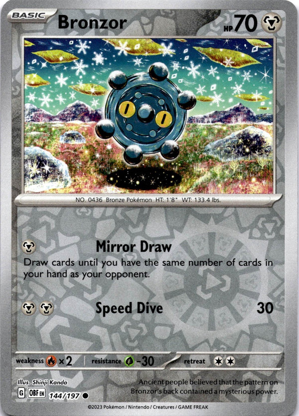 Pokemon Bronzor 144/197 Obsidian Flames Reverse Holo NM