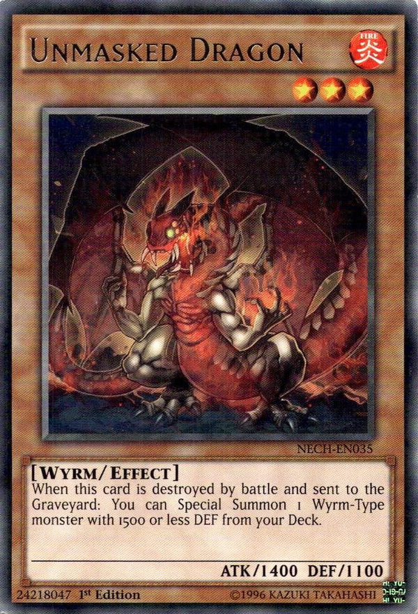Yugioh Unmasked Dragon NECH-EN035 Rare 1st Edition HP