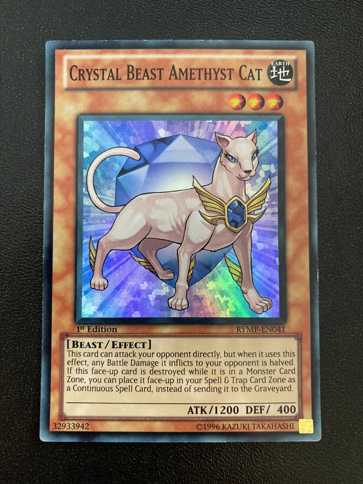 Yugioh Crystal Beast Amethyst Cat RYMP-EN041 Super Rare 1st Edition HP/MP