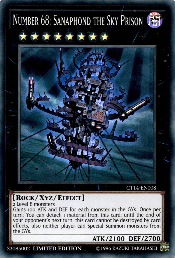 Yugioh Number 68: Sanaphond the Sky Prison CT14-EN008 Super Rare Limited Ed LP
