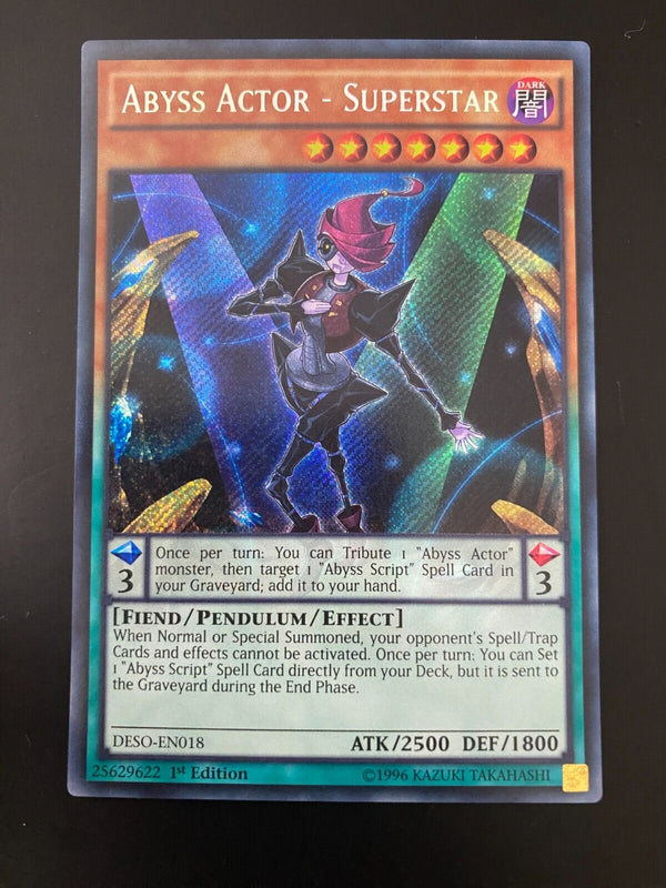 Yugioh Abyss Actor - Superstar DESO-EN018 Secret Rare 1st Edition VLP