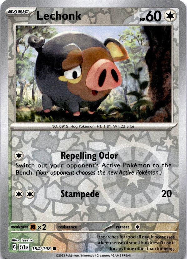 Pokemon Lechonk 154/198 Scarlet Violet Base Reverse Holo NM