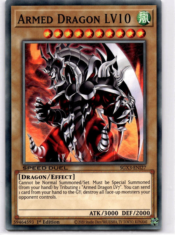 Yugioh Armed Dragon LV10 SGX3-ENI27 Speed Duel Common 1st Edition NM