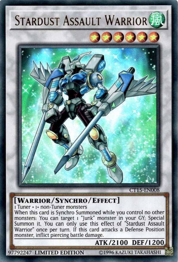 Yugioh Stardust Assault Warrior CT15-EN008 Ultra Rare Limited Edition LP