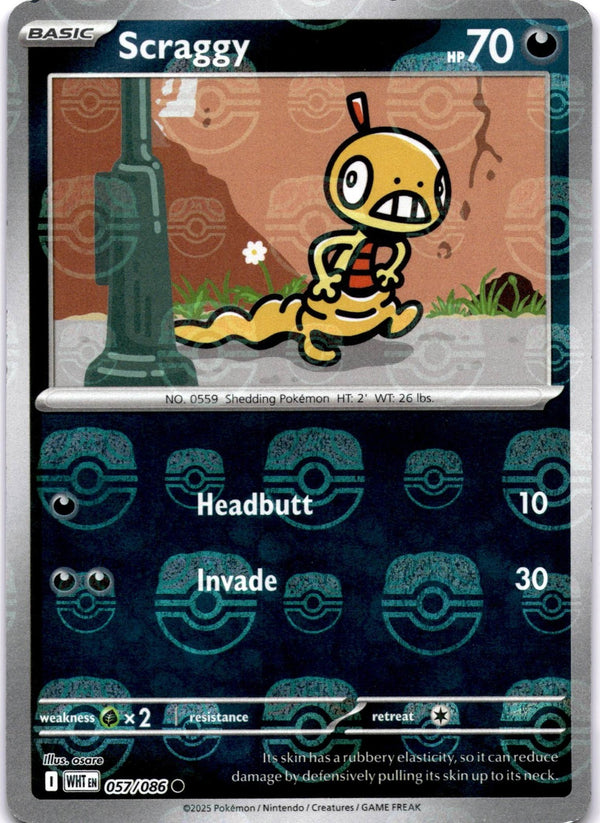 Pokemon Scraggy 057/086 White Flare Master Ball Revers Holo NM