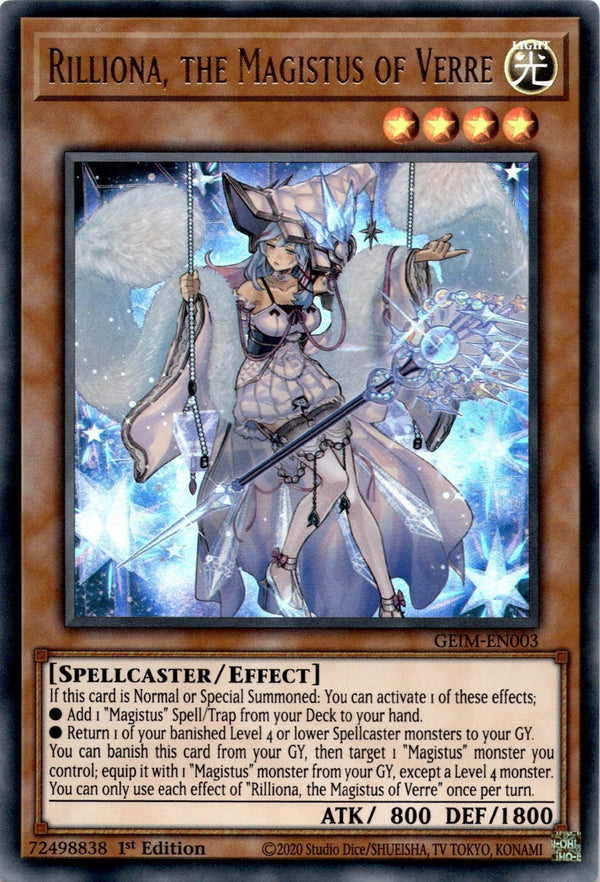 Yugioh Rilliona, the Magistus of Verre GEIM-EN003 Ultra Rare 1st Edition VLP/NM