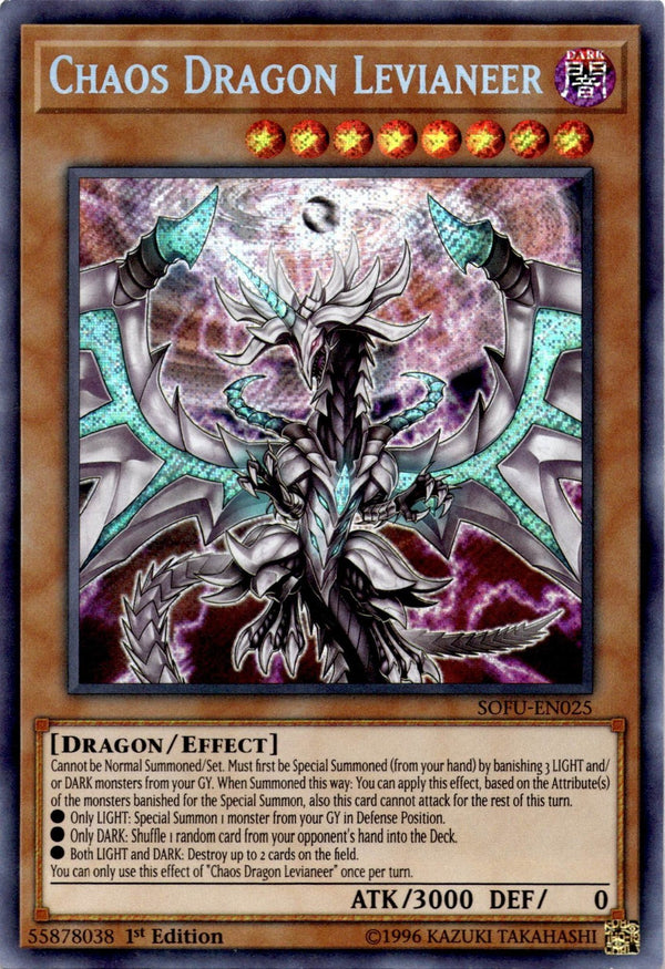 Yugioh Chaos Dragon Levianeer SOFU-EN025 Secret Rare 1st Edition VLP/NM