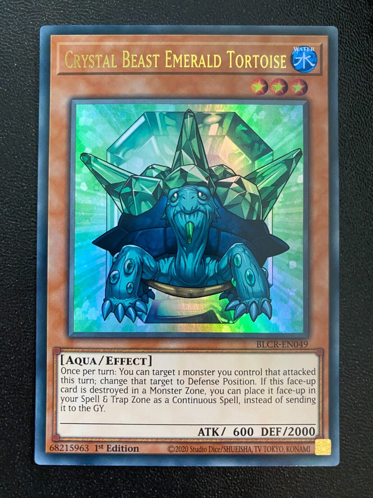 Yugioh Crystal Beast Emerald Tortoise BLCR-EN049 Ultra Rare 1st Edition NM/MINT