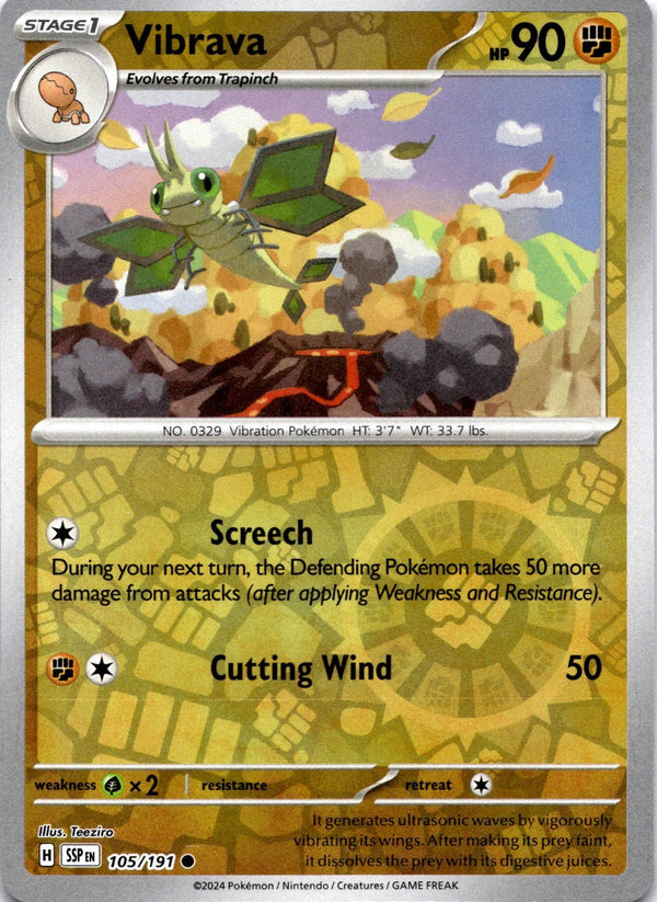 Pokemon Vibrava 105/191 Surging Sparks Reverse Holo NM