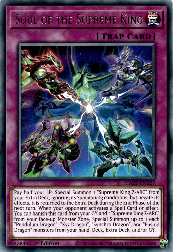 Yugioh Soul of the Supreme King MAZE-EN027 Rare 1st Edition NM