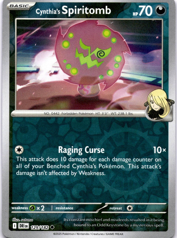 Pokemon Cynthia's Spiritomb 129/182 Destined Rivals Reverse Holo NM