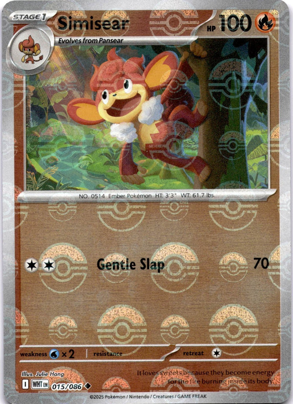 Pokemon Simisear 015/086 White Flare Pokeball Reverse Holo NM