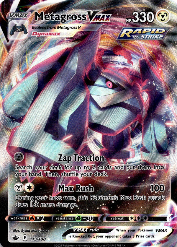 Pokemon Metagross VMAX 113/198 Chilling Reign Full Art Holo NM