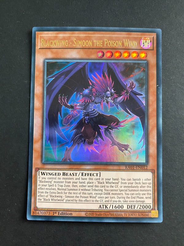 Yugioh Blackwing - Simoon the Poison Wind RA01-EN012 Ultra Rare 1st Edition LP