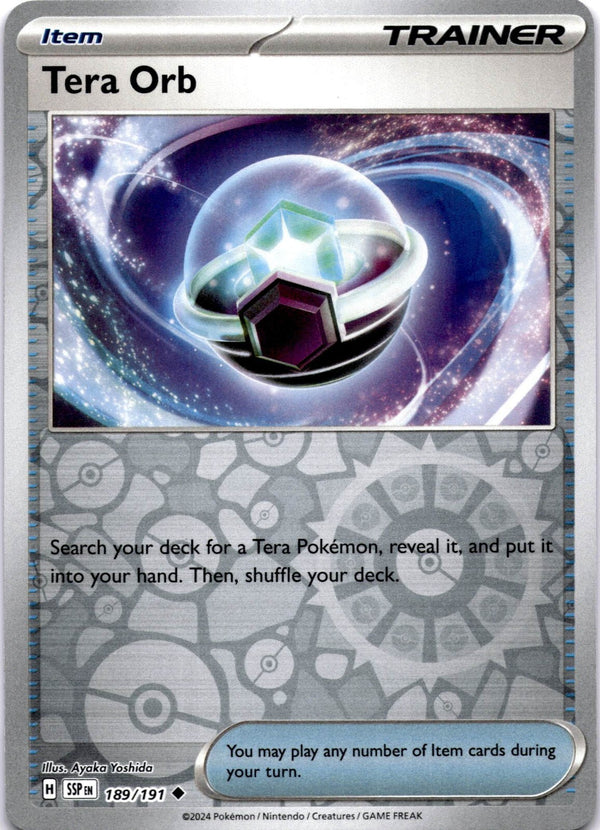 Pokemon Tera Orb 189/191 Suring Sparks Reverse Holo NM