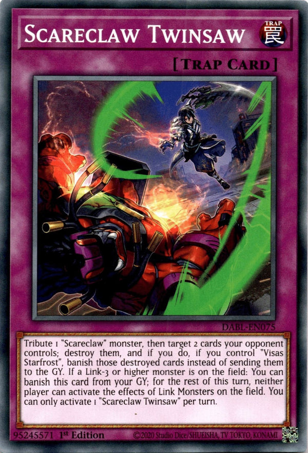 Yugioh Scareclaw Twinsaw DABL-EN075 Common 1st Edition NM
