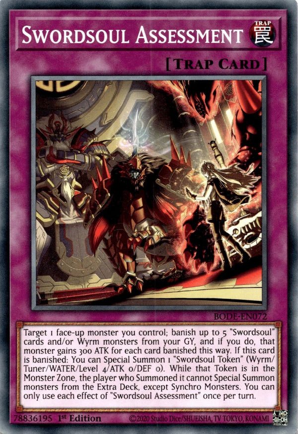 Yugioh Swordsoul Assessment BODE-EN072 Common 1st Edition NM