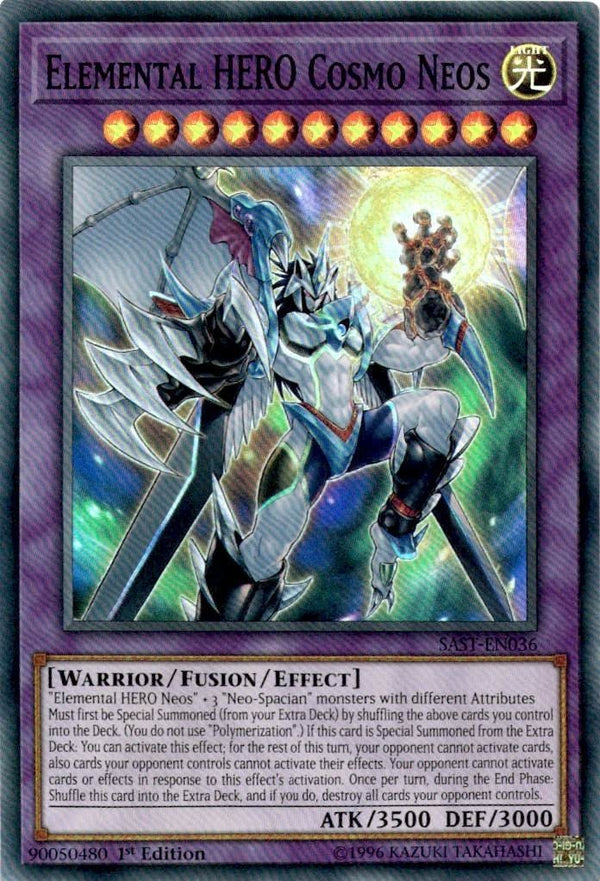 Yugioh Elemental HERO Cosmo Neos SAST-EN036 Super Rare 1st Edition VLP/NM