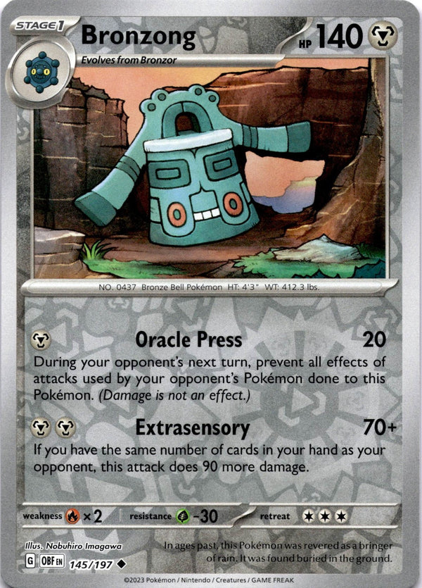 Pokemon Bronzong 145/197 Obsidian Flames Reverse Holo NM