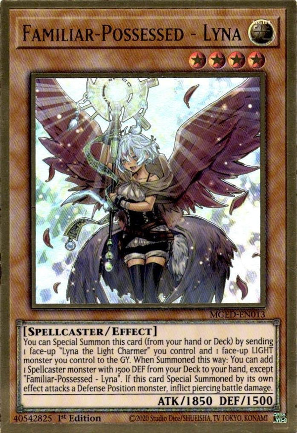 Yugioh Familiar-Possessed - Lyna MGED-EN013 Premium Gold Rare 1st Edition NM