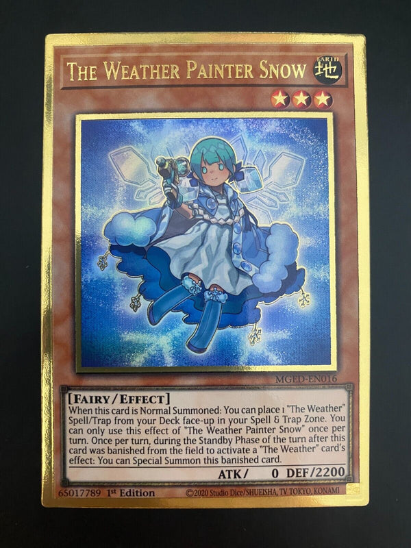 Yugioh The Weather Painter Snow MGED-EN016 1st Edition Premium Gold Rare NM