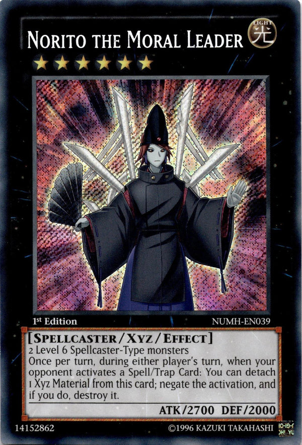 Yugioh Norito the Moral Leader NUMH-EN039 Secret Rare 1st Edition NM