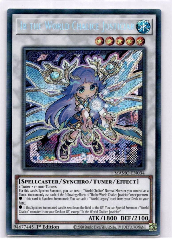 Yugioh Ib the World Chalice Justiciar MAMO-EN034 Secret Rare 1st Edition NM