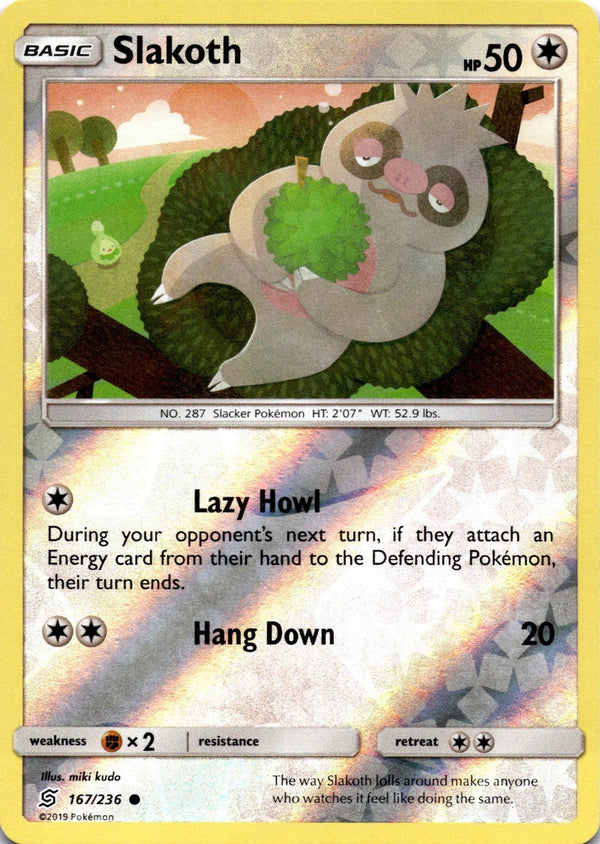 Pokemon Slakoth 167/236 Unified Minds Reverse Holo NM