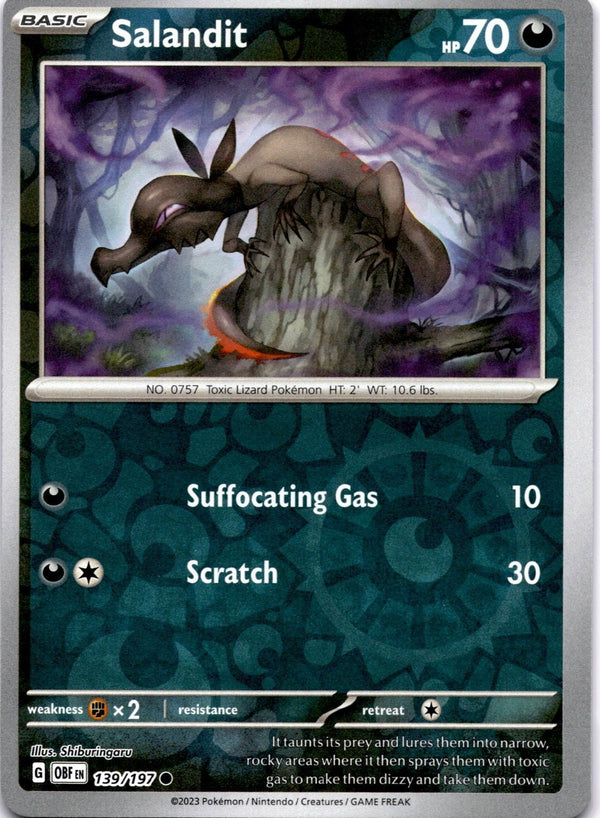 Pokemon Salandit 139/197 Obsidian Flames Reverse Holo NM