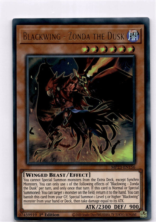 Yugioh Blackwing - Zonda the Dusk MP23-EN156 Ultra Rare 1st Ed NM (MISCUT/OC)