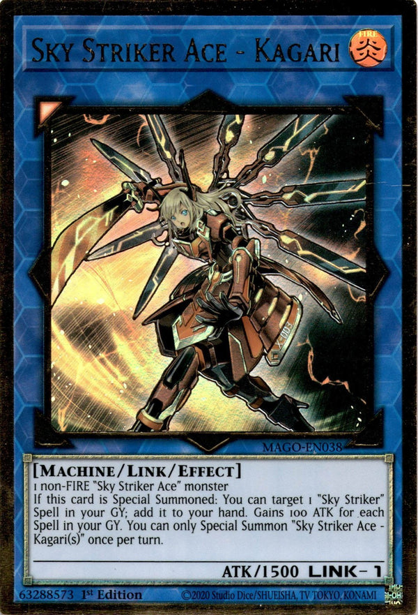 Yugioh Sky Striker Ace - Kagari MAGO-EN038 Premium Gold Rare DAMAGED (CREASES)