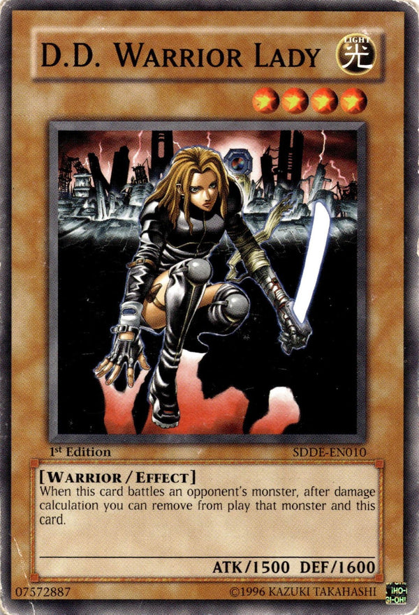 Yugioh D.D. Warrior Lady SDDE-EN010 Common 1st Edition DAMAGED