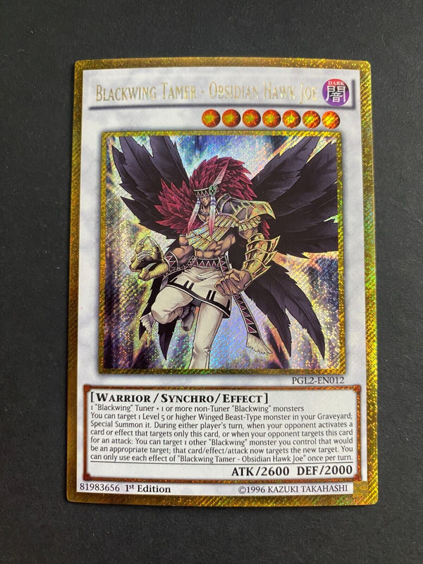 Yugioh Blackwing Tamer - Obsidian Hawk Joe PGL2-EN012 Premium Gold Rare 1st LP