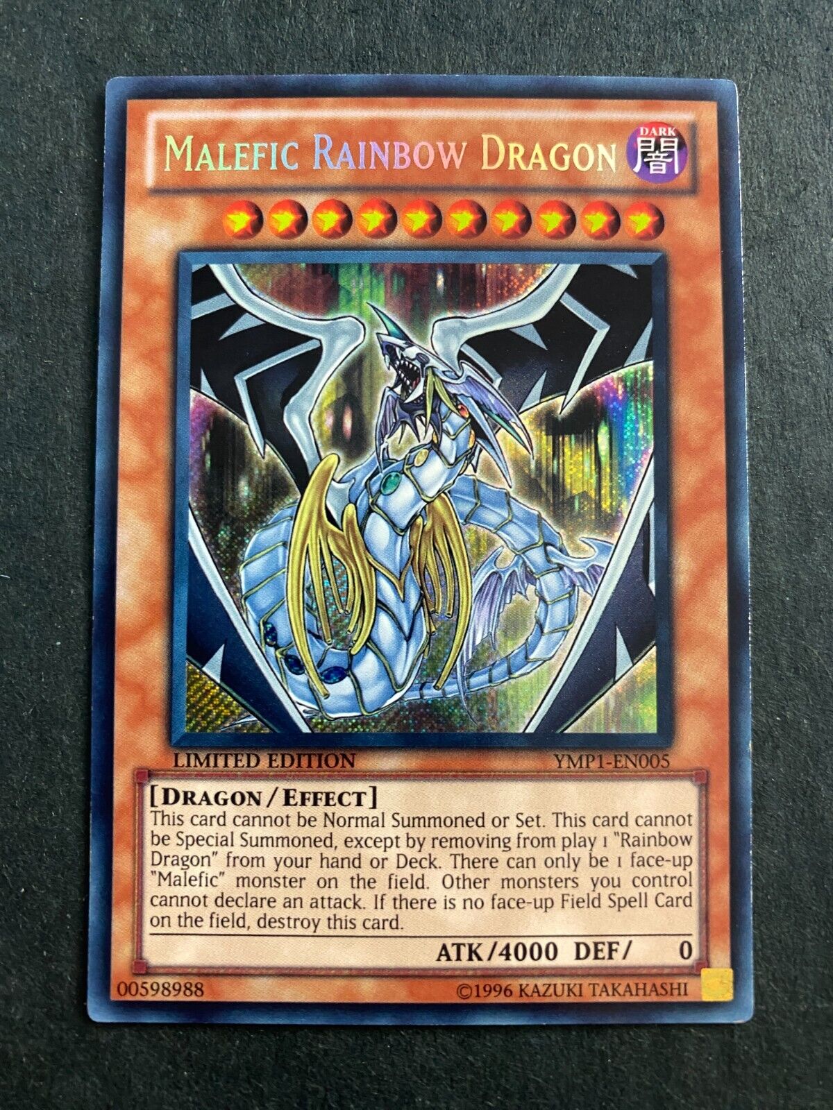 Yugioh Malefic Rainbow Dragon YMP1-EN005 Secret Rare Limited Edition MP