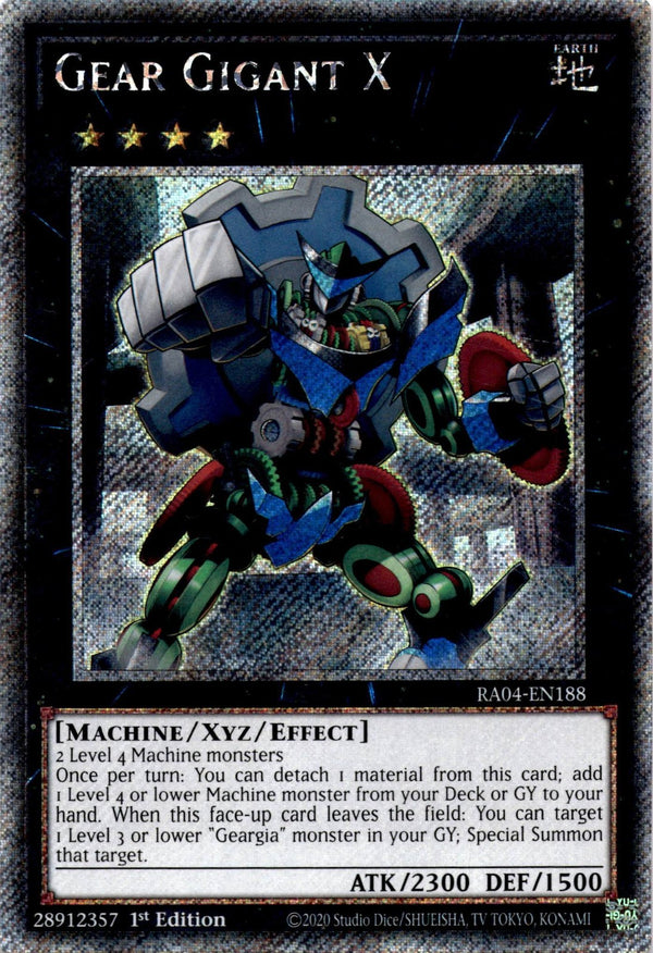 Yugioh Gear Gigant X RA04-EN188 Platinum Secret Rare 1st Edition NM