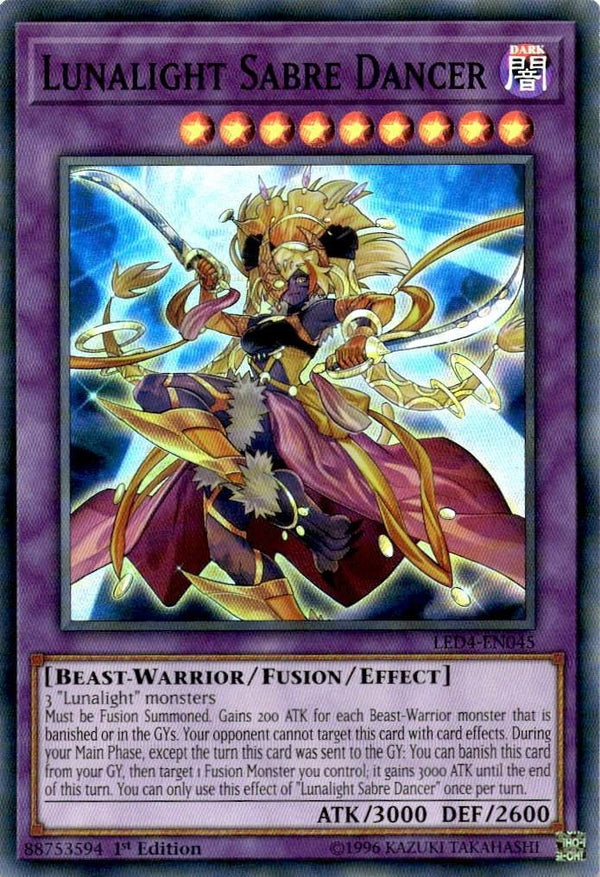 Yugioh Lunalight Sabre Dancer LED4-EN045 Super Rare 1st Edition NM