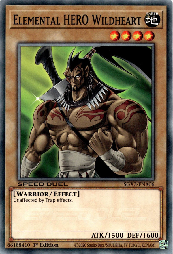 Yugioh Elemental HERO Wildheart SGX3-ENA06 Speed Duel Common 1st Edition NM