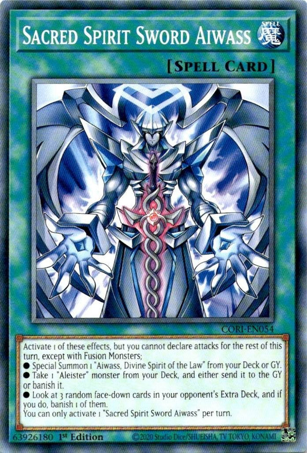 Yugioh Sacred Spirit Sword Aiwass CORI-EN054 Common 1st Edition NM