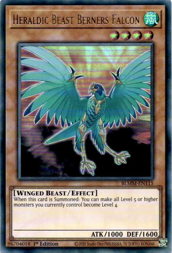 Yugioh Heraldic Beast Berners Falcon BLMM-EN115 Ultra Rare 1st Edition NM