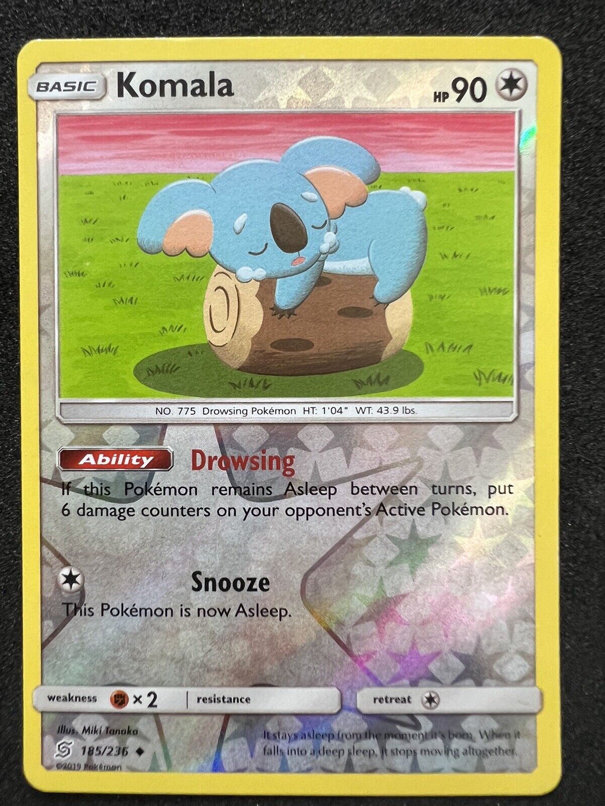 Pokemon Komala 185/236 Uncommon Reverse Holo Unified Minds VLP