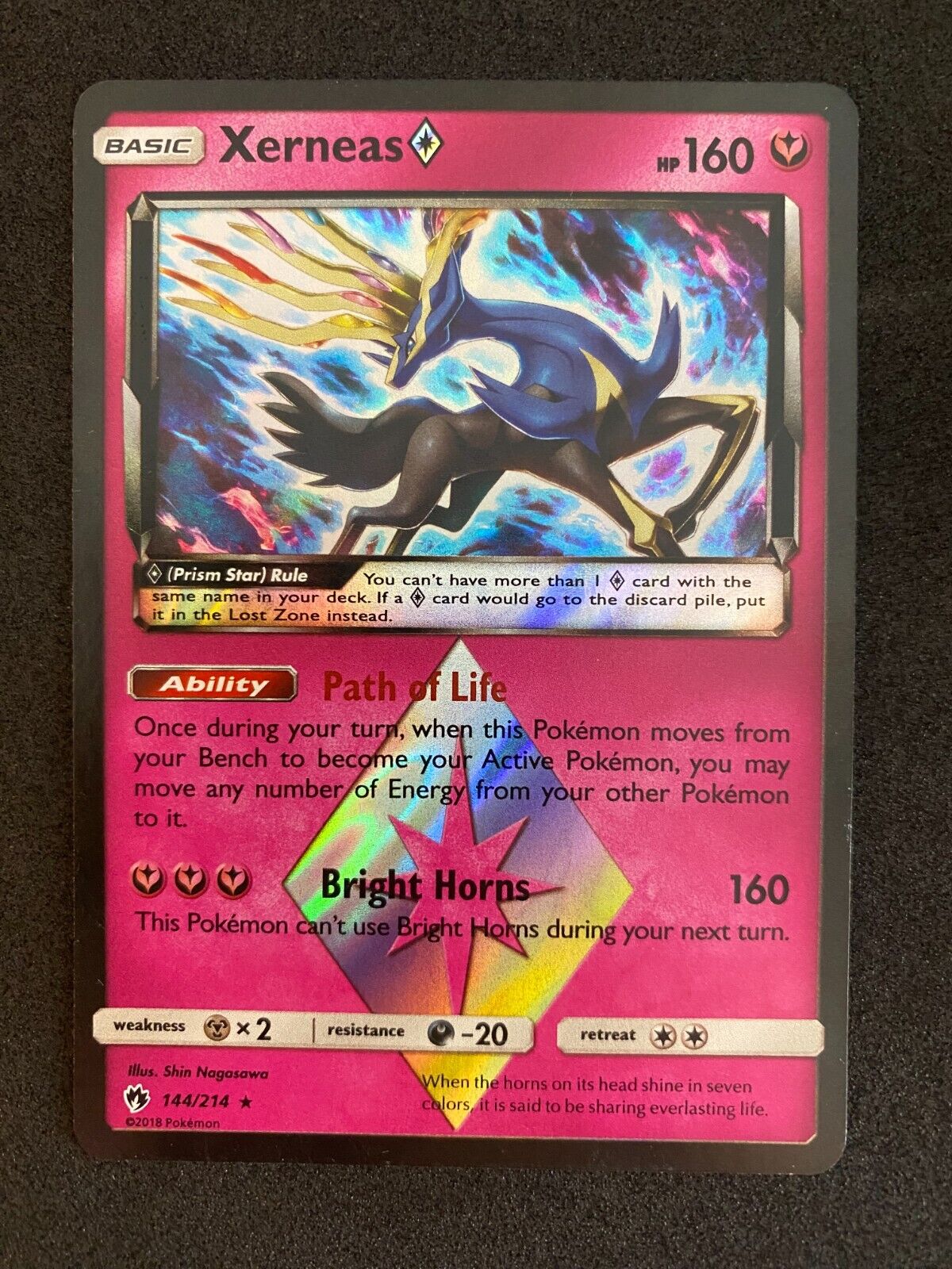 Pokemon Xerneas 144/214 Lost Thunder Holo NM