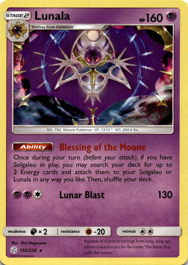 Pokemon Lunala 102/236 Cosmic Eclipse Holo NM