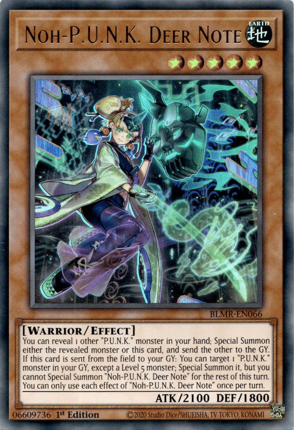 Yugioh Noh-P.U.N.K. Deer Note BLMR-EN066 Ultra Rare 1st Edition NM