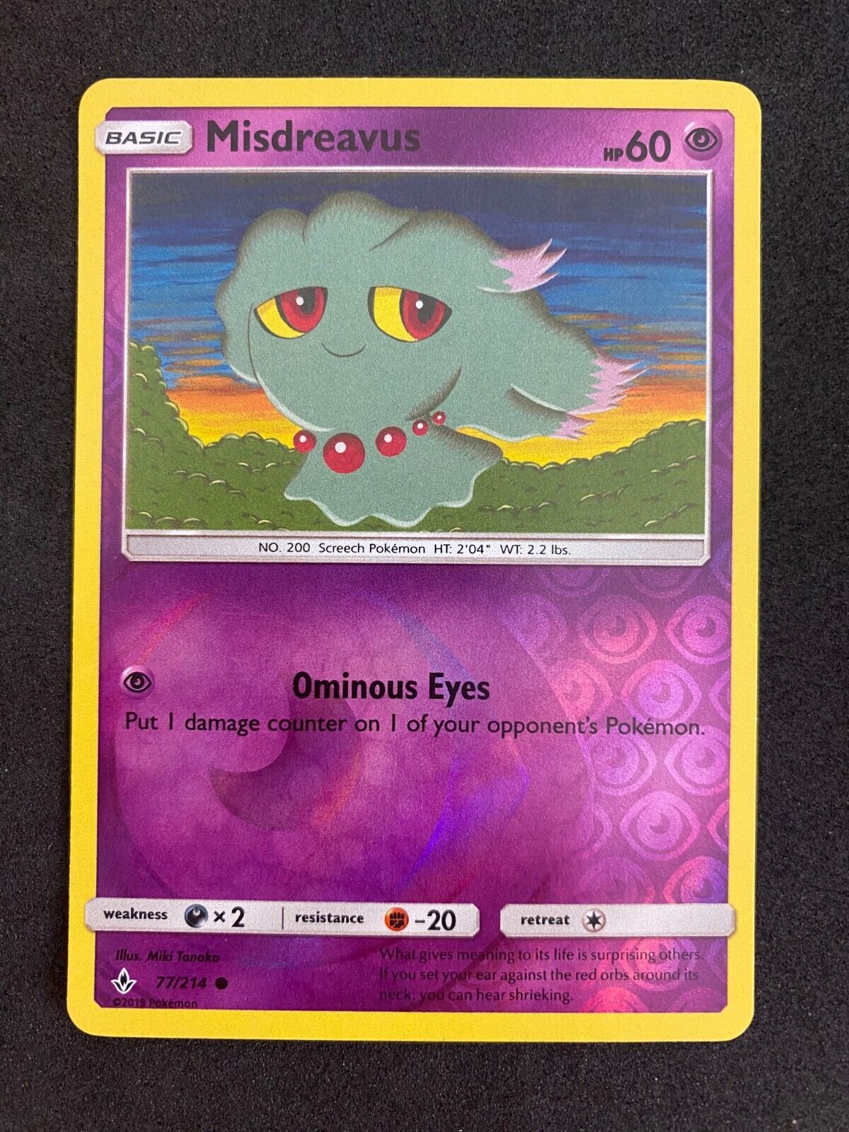 Pokemon Misdreavus 77/214 Unbroken Bonds Reverse Holo NM