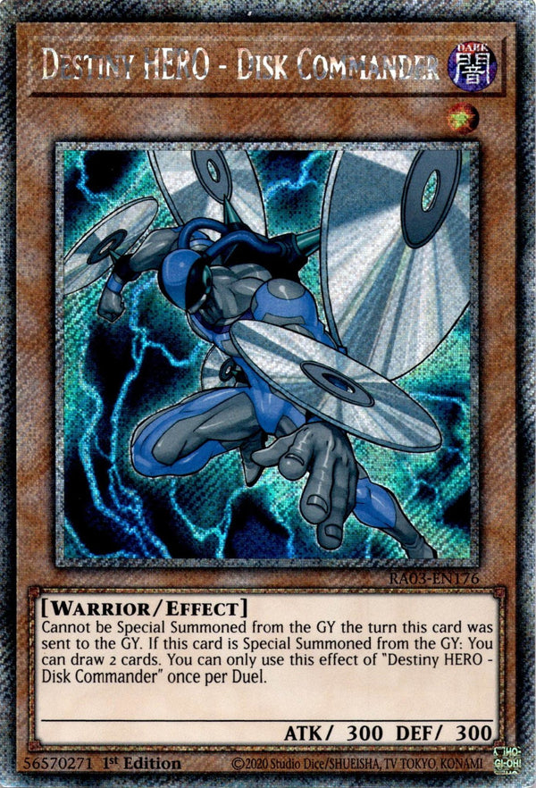 Yugioh Destiny HERO - Disk Commander RA03-EN176 Platinum Secret Rare 1st Ed NM