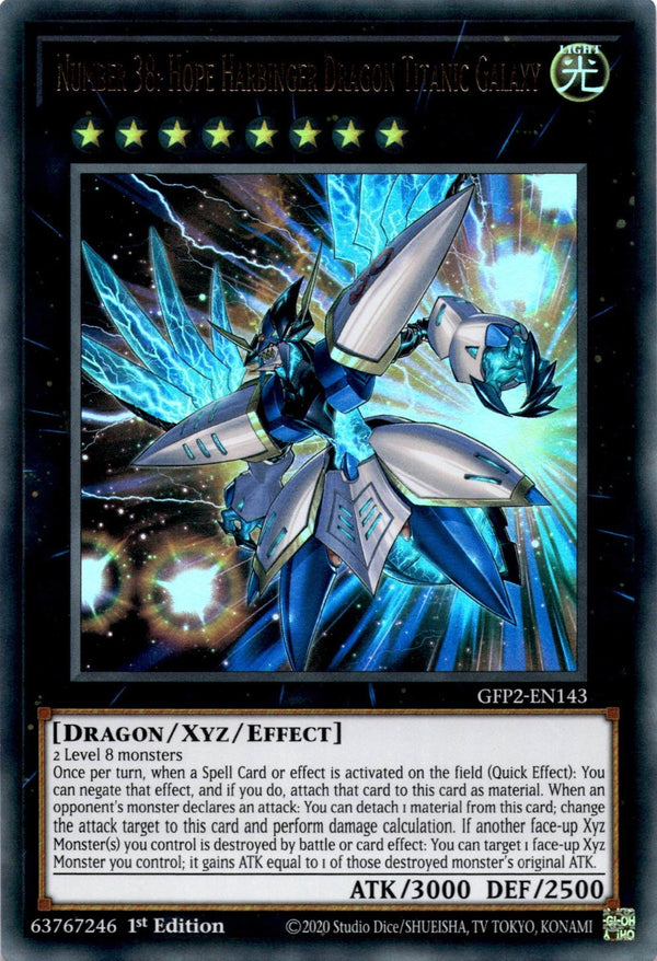 Yugioh Number 38: Hope Harbinger Dragon Titanic Galaxy GFP2-EN143 UR VLP/NM