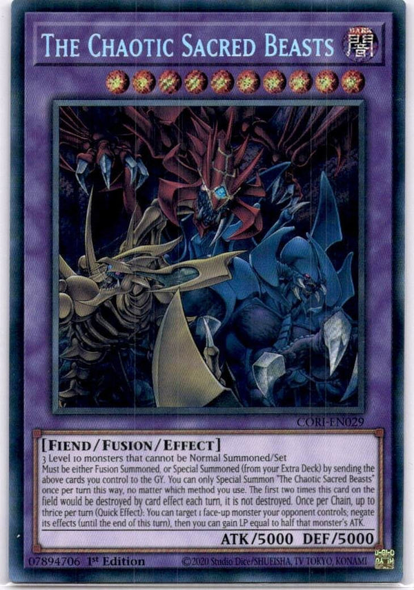 Yugioh The Chaotic Phantasmal Sacred Beasts CORI-EN029 Secret Rare 1st Ed NM