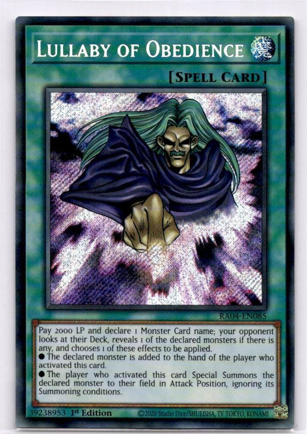 Yugioh Lullaby of Obedience RA04-EN085 Secret Rare 1st Edition NM