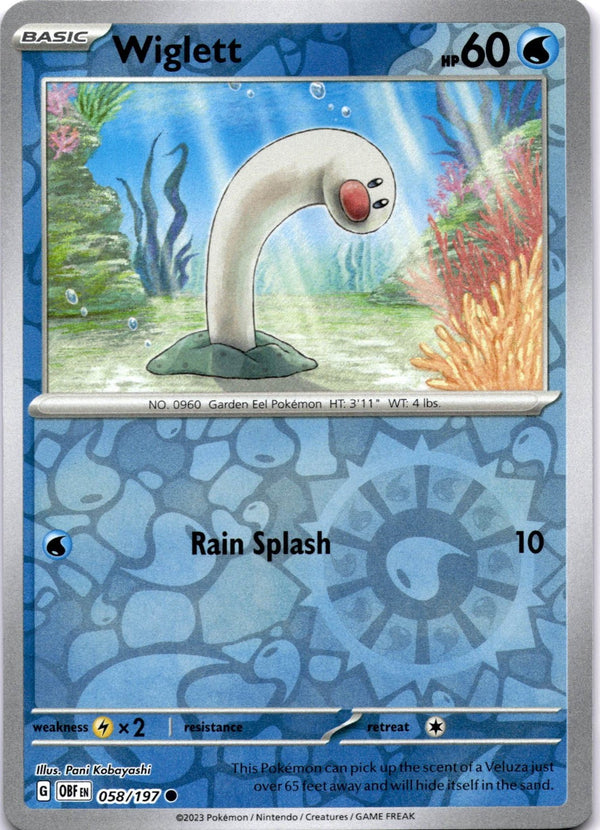 Pokemon Wiglett 058/197 Obsidian Flames Reverse Holo NM